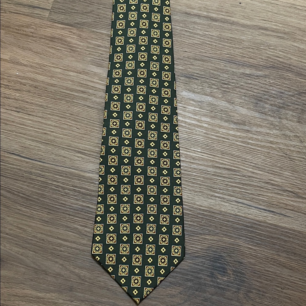 Vintage Tommy Hilfiger Olive Green Geometric Tie